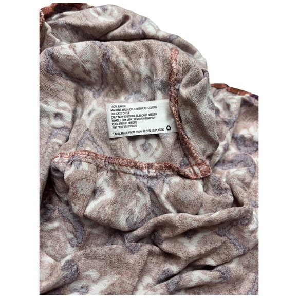 Knox Rose Midi Floral Tiered Boho Scoop Neck Short Puff Sleeves Tie Rust XXL - Picture 10 of 13